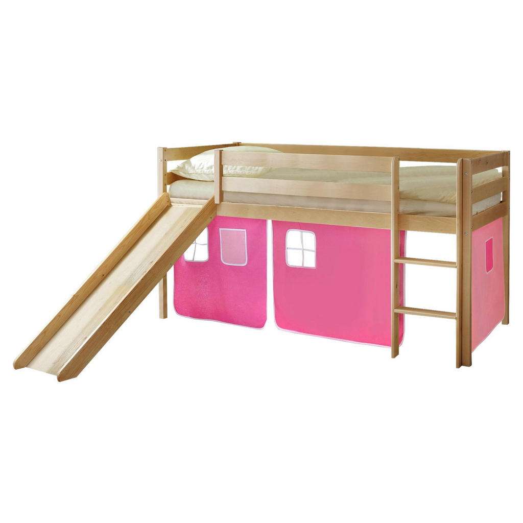 SPIELBETT Kiefer massiv 90/200 cm Rosa, Kieferfarben, Hellrosa