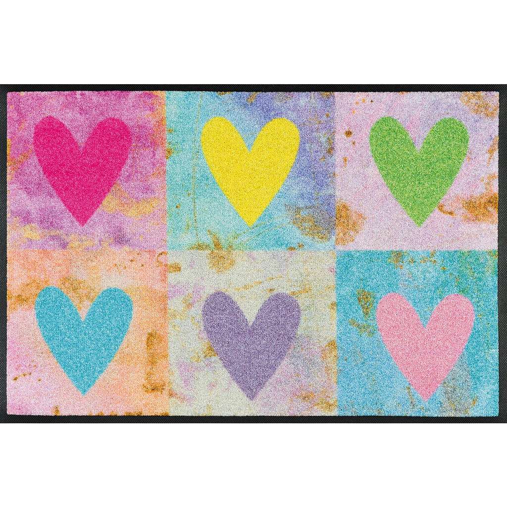 FUßMATTE 50/75 cm Herz Multicolor