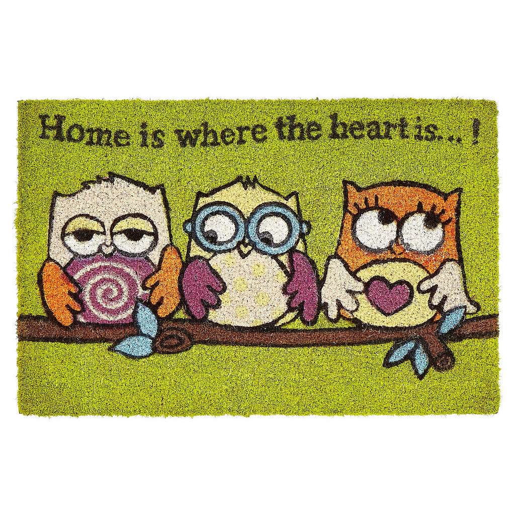 FUßMATTE 40/60 cm Eule Grün