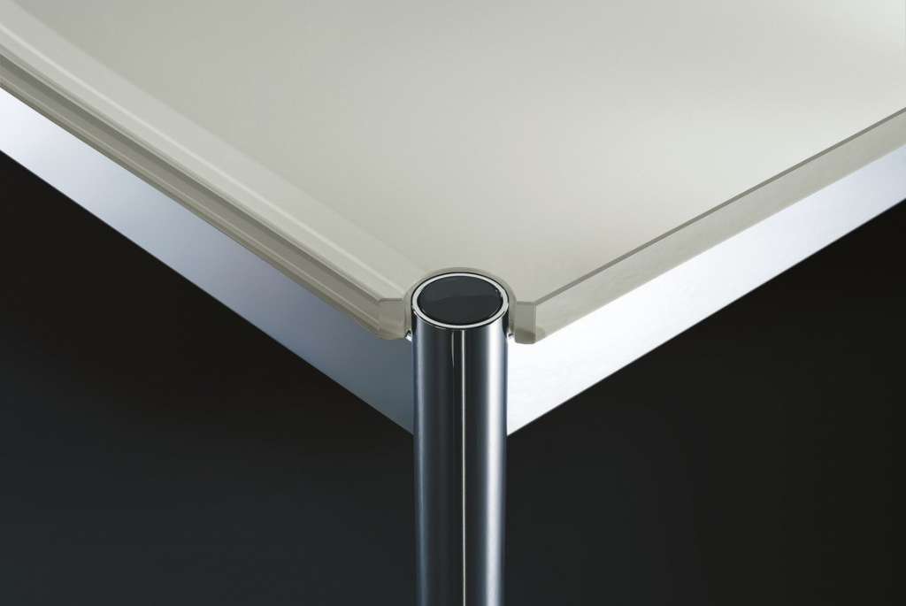 USM Haller - Haller Tisch 200 x 75 cm - hochglänzendes Glas RAL7035 lichtgrau - indoor