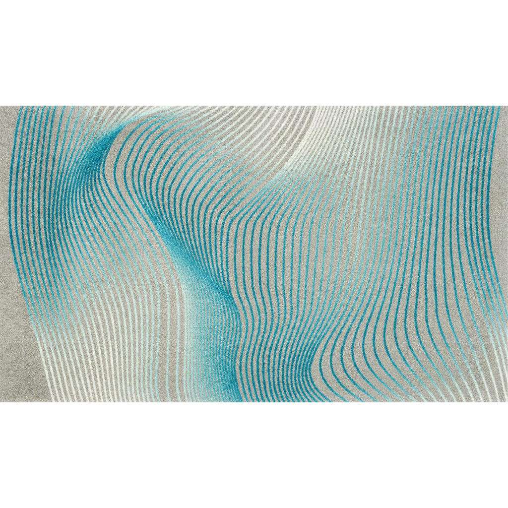 FUßMATTE 70/120 cm Graphik Grau, Türkis