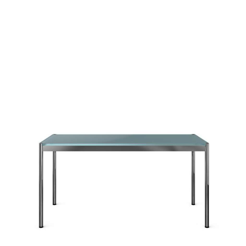 USM Haller - Haller Tisch 100 x 100 cm - hochglänzendes Glas mattsilber - indoor