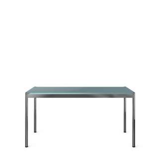 USM Haller - Haller Tisch 100 x 100 cm - hochglänzendes Glas mattsilber - indoor