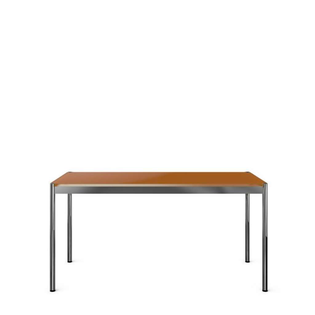 USM Haller - Haller Tisch 100 x 100 cm - hochglänzendes Glas RAL2004 reinorange - indoor