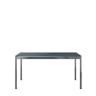 USM Haller - Haller Tisch 100 x 100 cm - hochglänzendes Glas RAL7005 mittelgrau - indoor