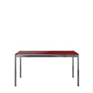 USM Haller - Haller Tisch 100 x 100 cm - hochglänzendes Glas Rubinrot - indoor