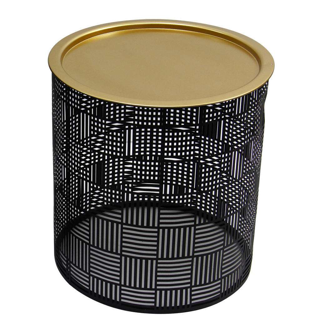 BEISTELLTISCH rund Schwarz, Goldfarben