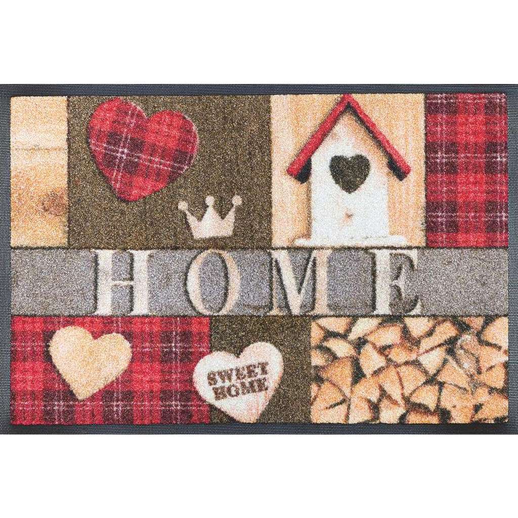 FUßMATTE 40/60 cm Herz Rot, Beige