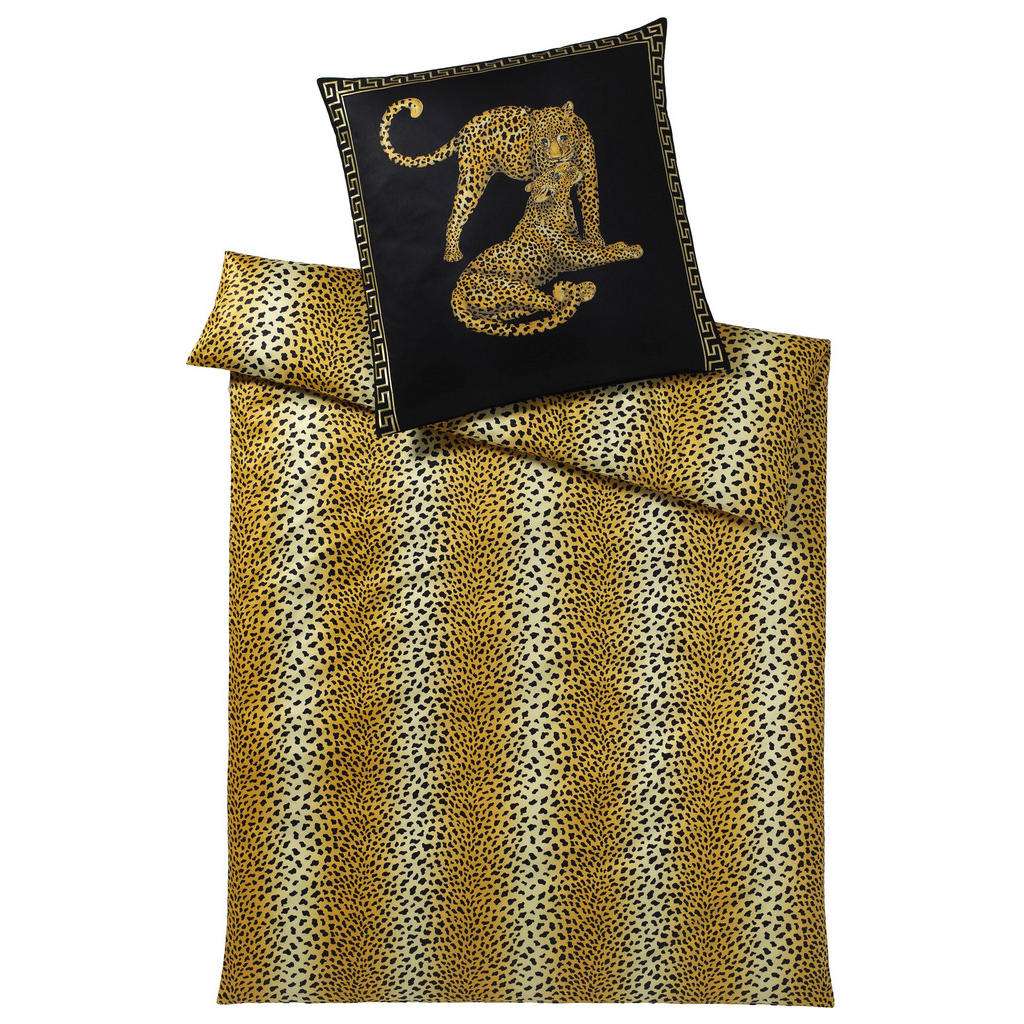 BETTWÄSCHE Makosatin Schwarz, Goldfarben 155/220 cm