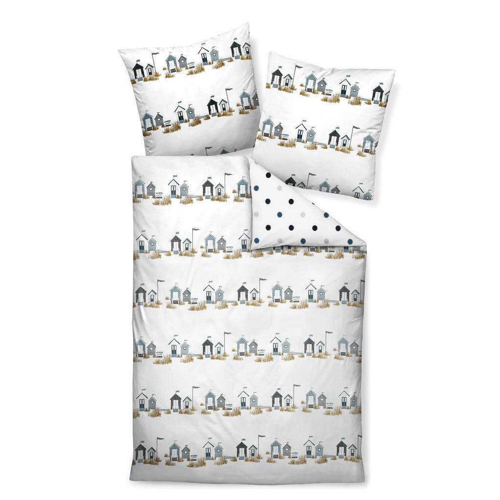 BETTWÄSCHE Satin Blau, Weiß 135/200 cm