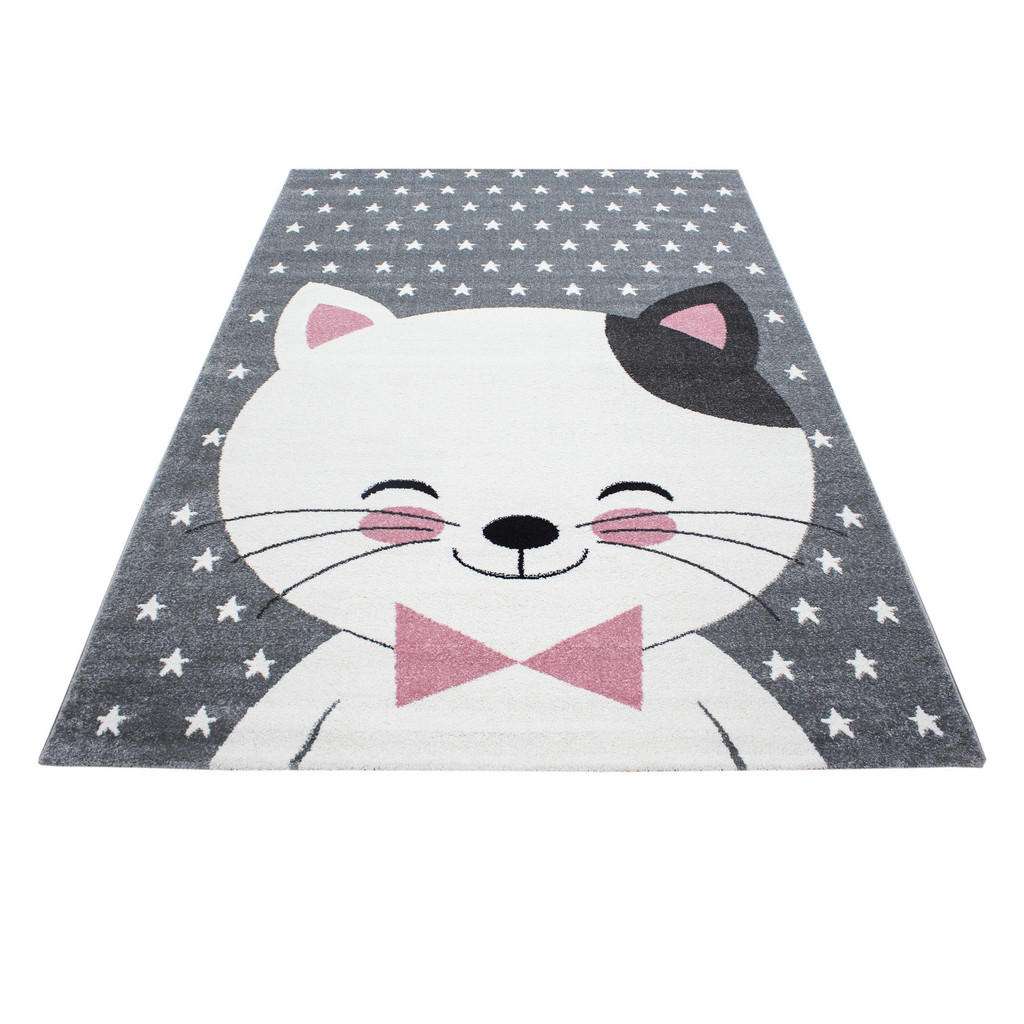 KINDERTEPPICH 120/170 cm Grau, Weiß, Pink