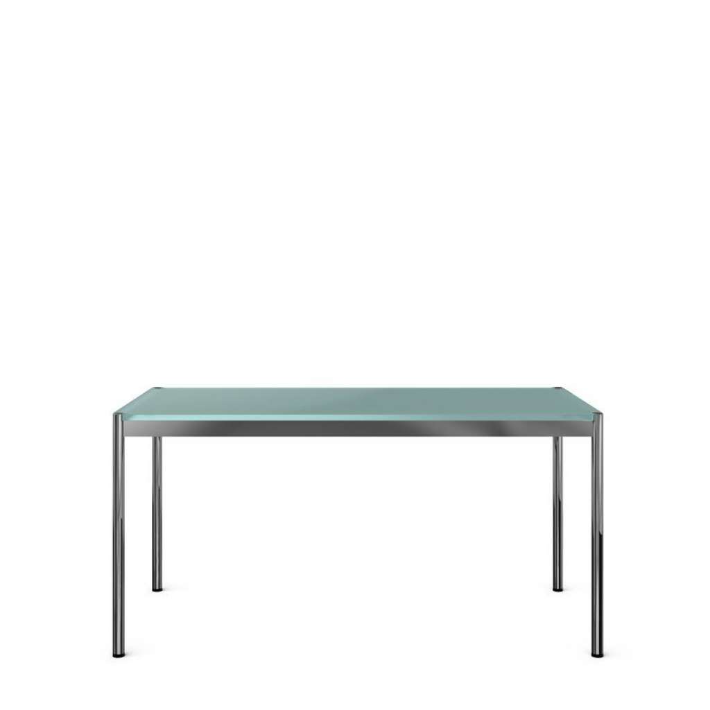 USM Haller - Haller Tisch 150 x 75 cm - matt Glas RAL7035 lichtgrau - indoor