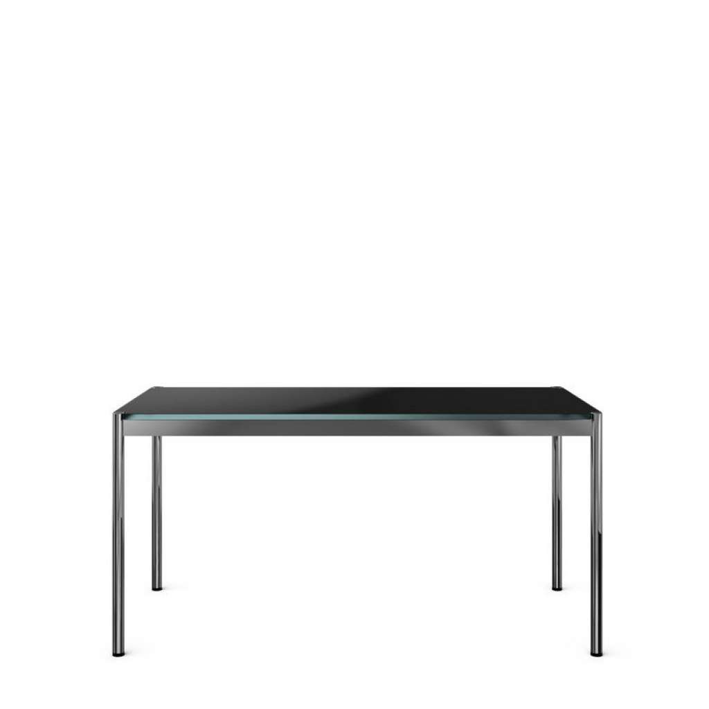 USM Haller - Haller Tisch 150 x 75 cm - matt Glas RAL9011 graphitschwarz - indoor