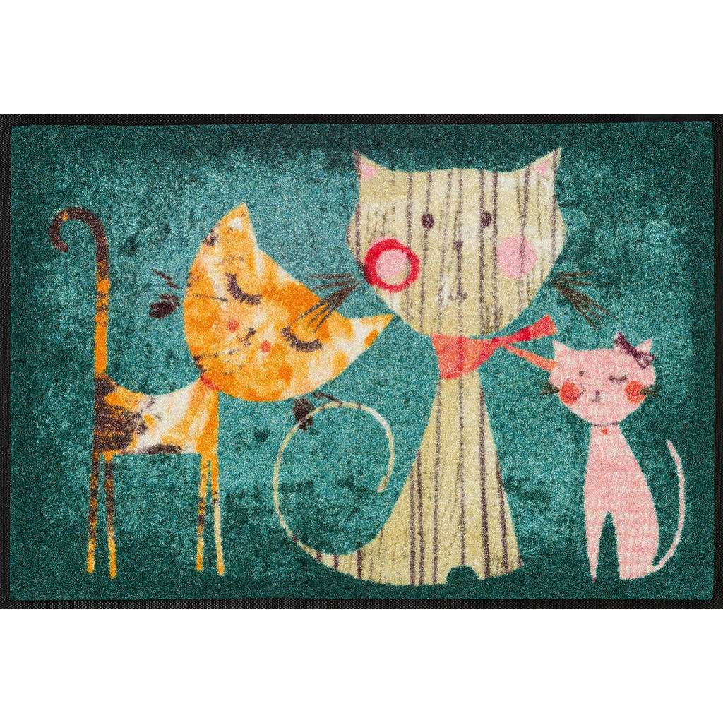 FUßMATTE 50/75 cm Katze Multicolor, Türkis
