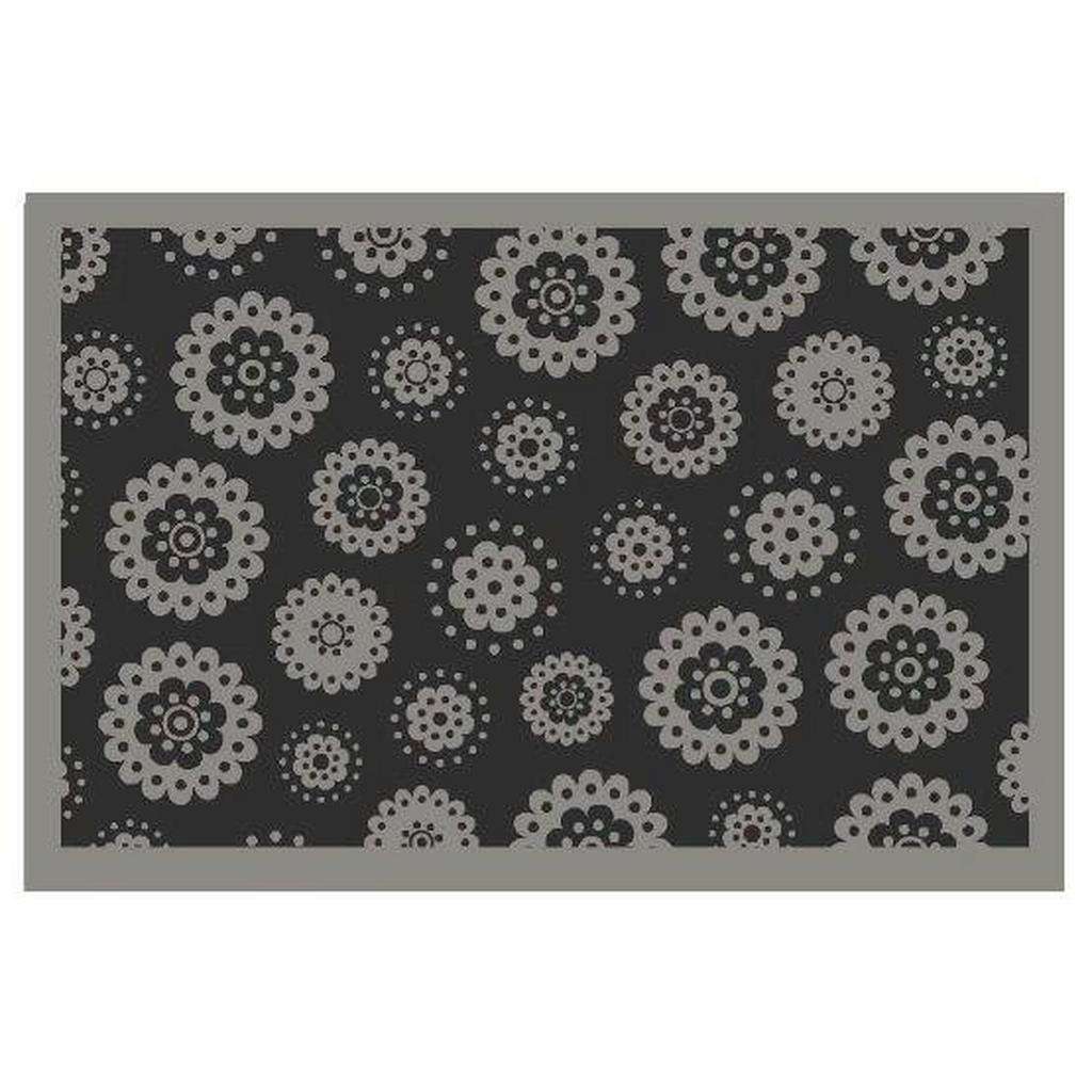 FUßMATTE 60/40 cm Blume Grau