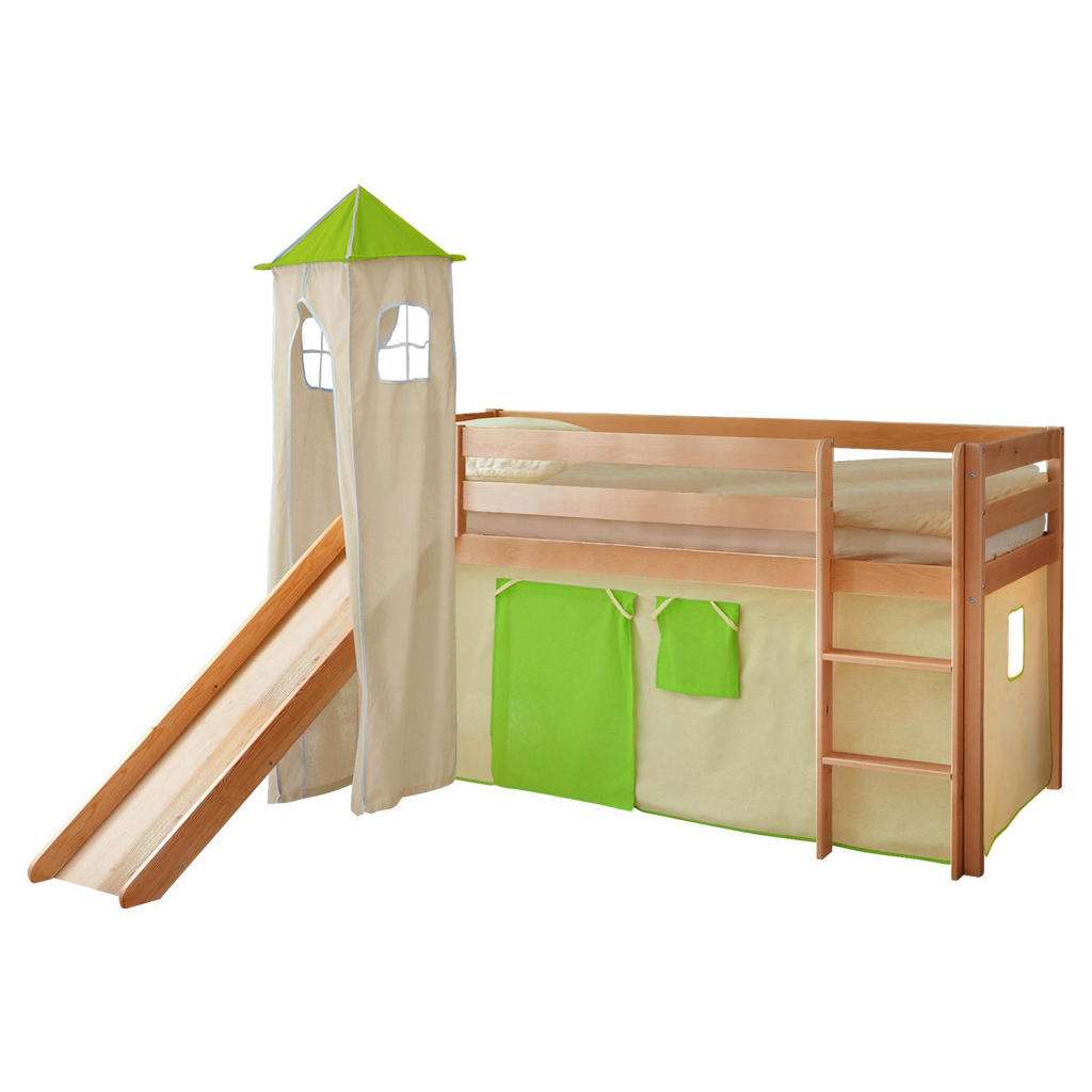 SPIELBETT Kiefer massiv 90/200 cm Grün, Kieferfarben, Beige