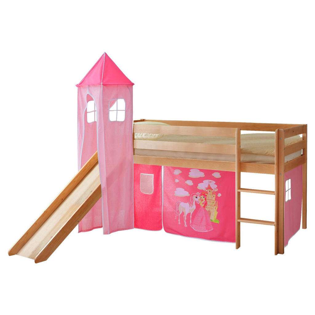 SPIELBETT Kiefer massiv 90/200 cm Kieferfarben, Pink
