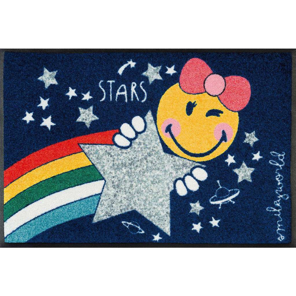 FUßMATTE 50/75 cm Graphik Blau, Multicolor