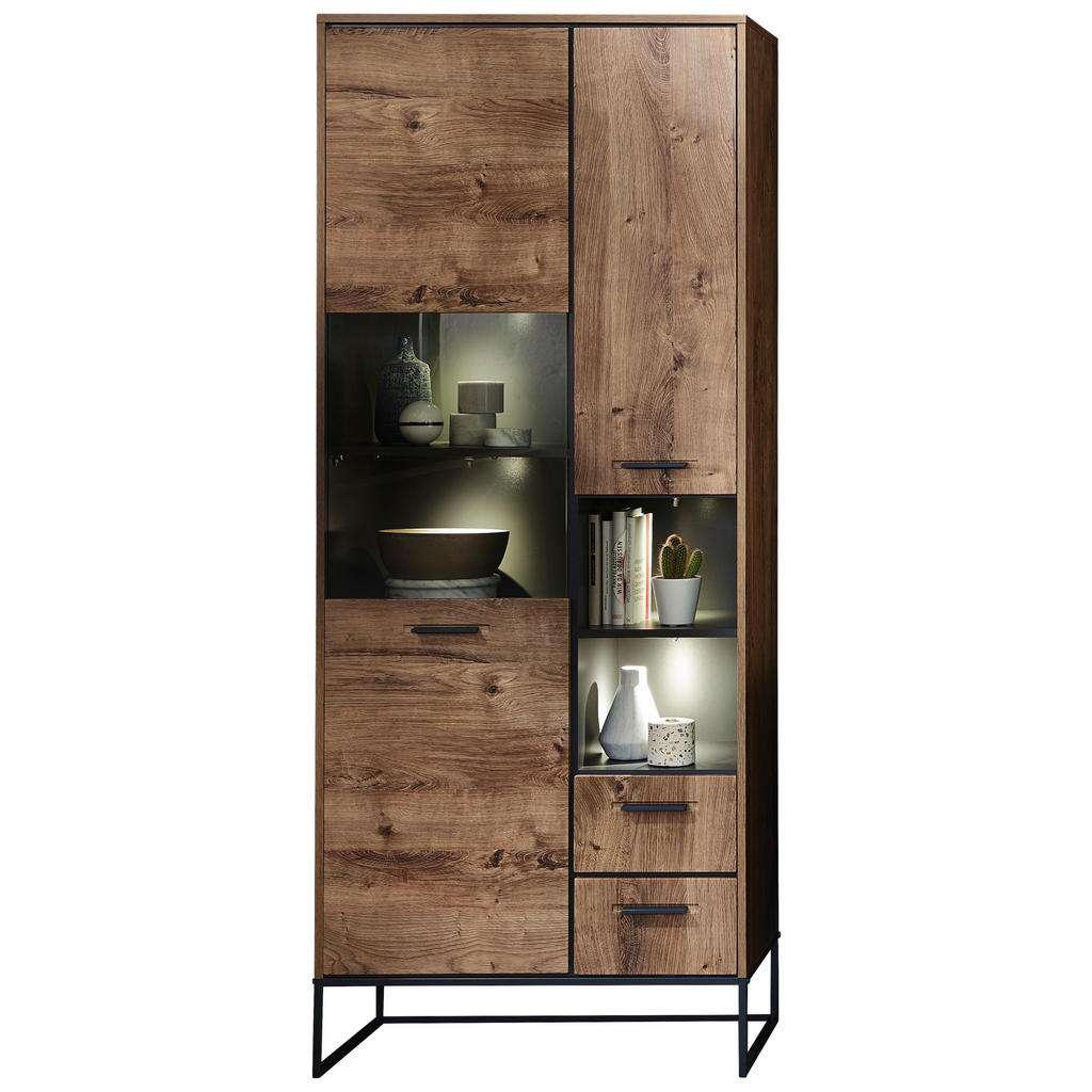 VITRINE Graphitfarben, Eichefarben