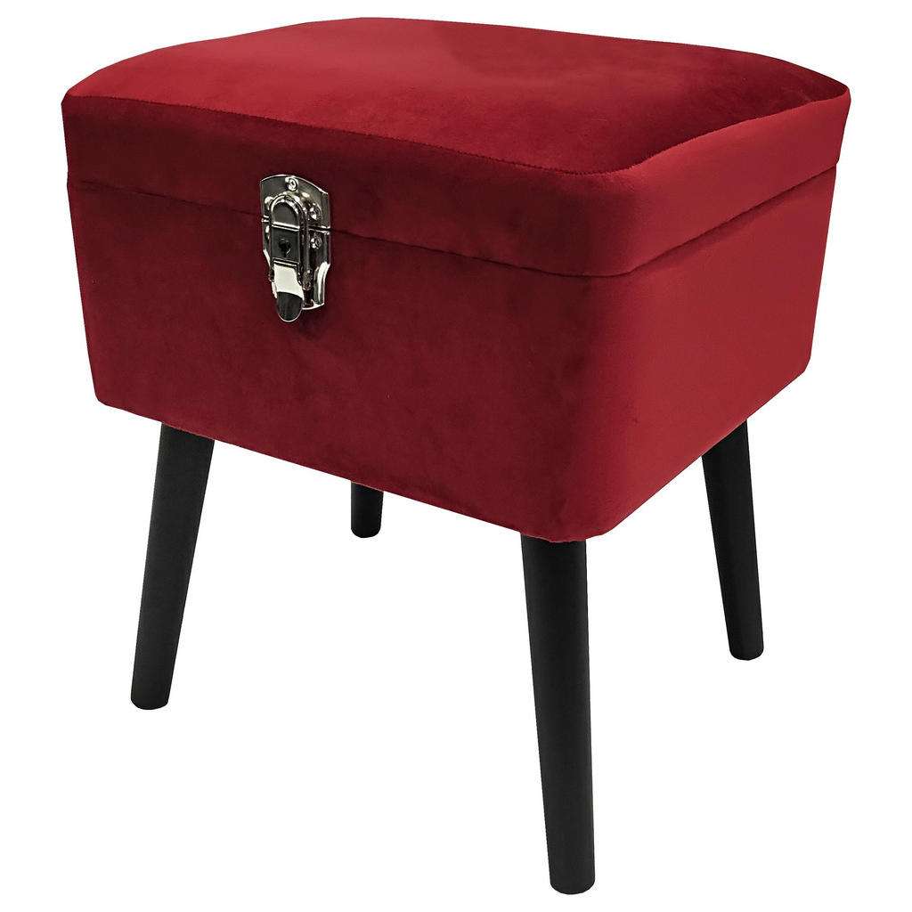 HOCKER Velours Rot, Schwarz