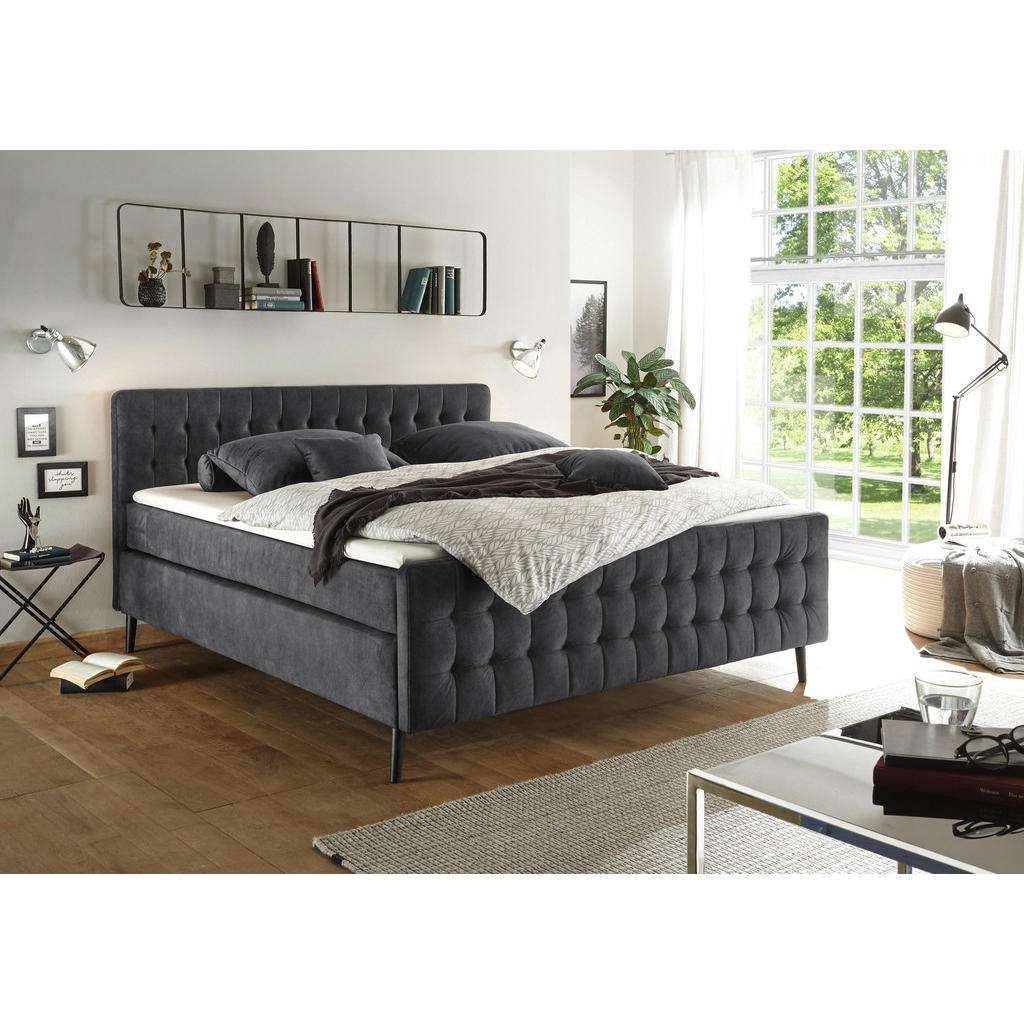 BOXSPRINGBETT Velours, Mikrofaser 160/200 cm INKL. Matratze, Topper