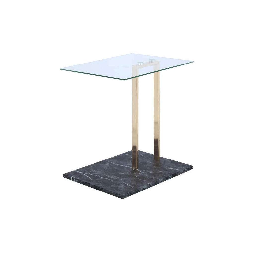 BEISTELLTISCH rechteckig Schwarz, Goldfarben, Transparent