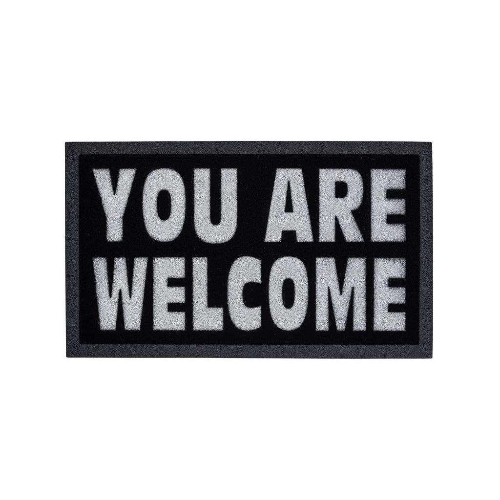 FUßMATTE 70/40 cm Schriftzug Schwarz, Silberfarben