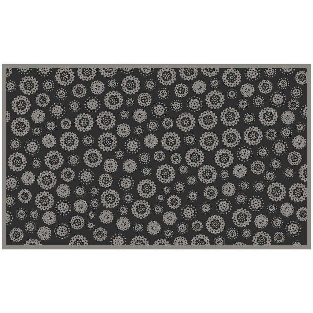 FUßMATTE 90/150 cm Blume Grau