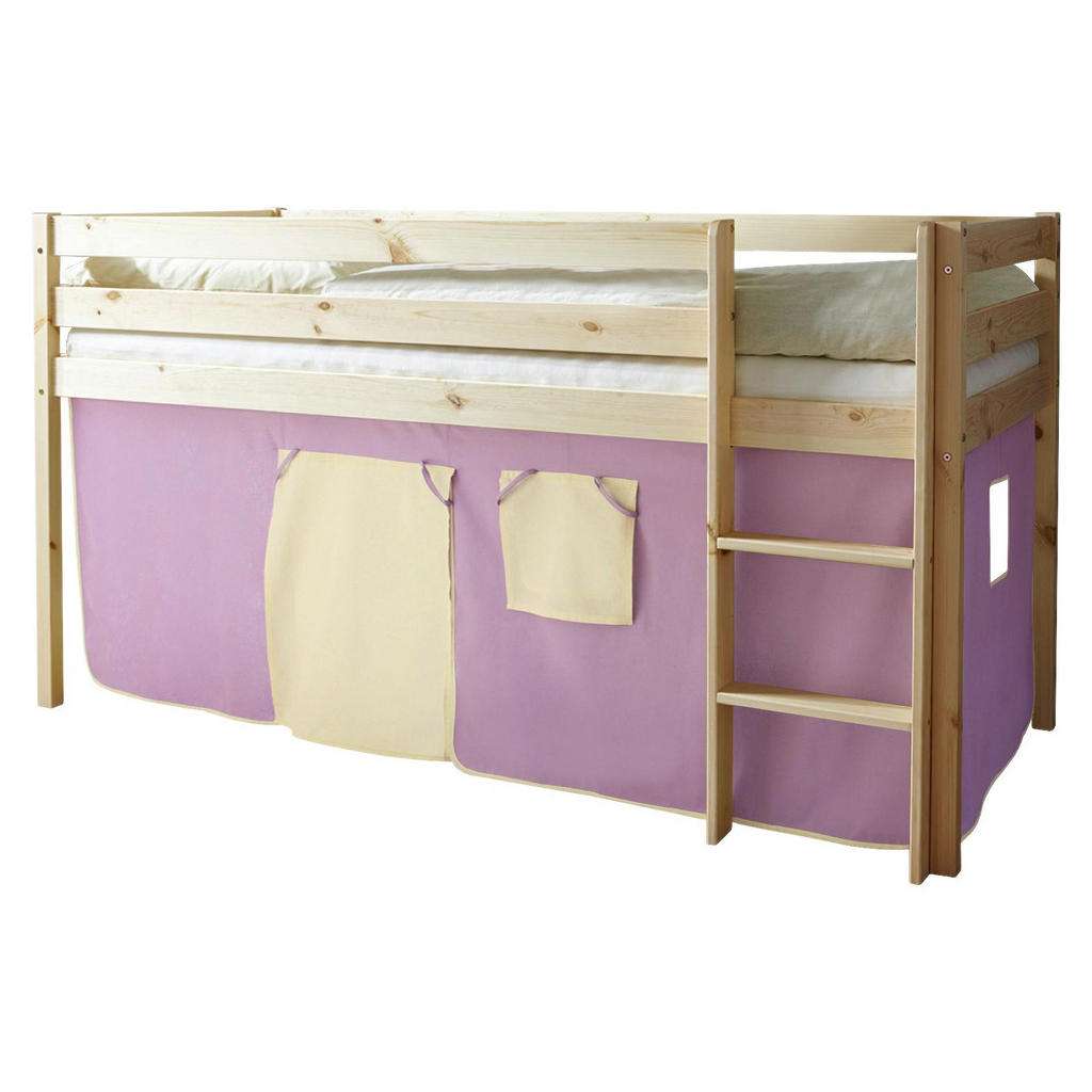 SPIELBETT Kiefer massiv 90/200 cm Lila, Kieferfarben, Beige