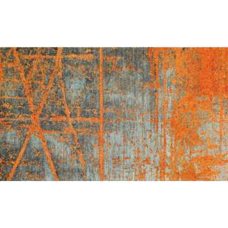 FUßMATTE 70/120 cm Graphik Grau, Orange
