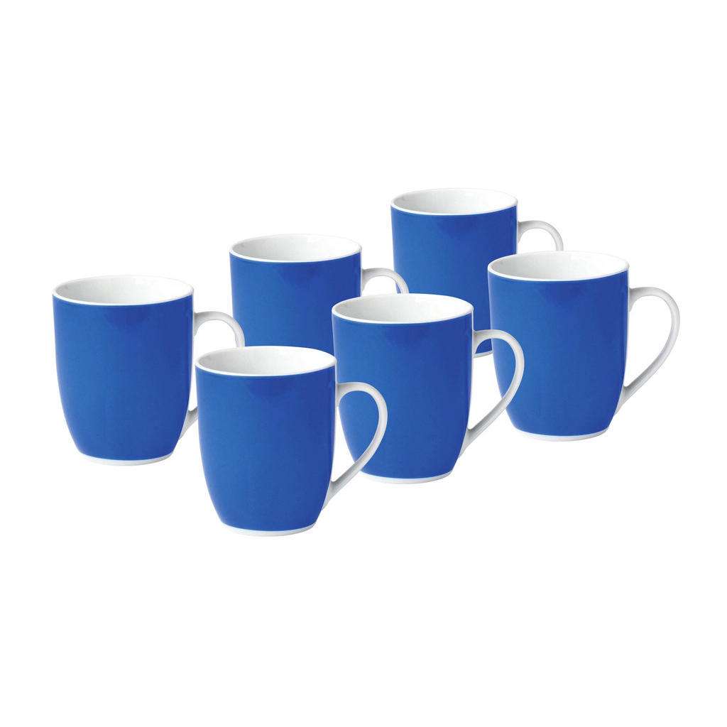 KAFFEEBECHERSET 6-teilig Keramik Porzellan Blau, Weiß