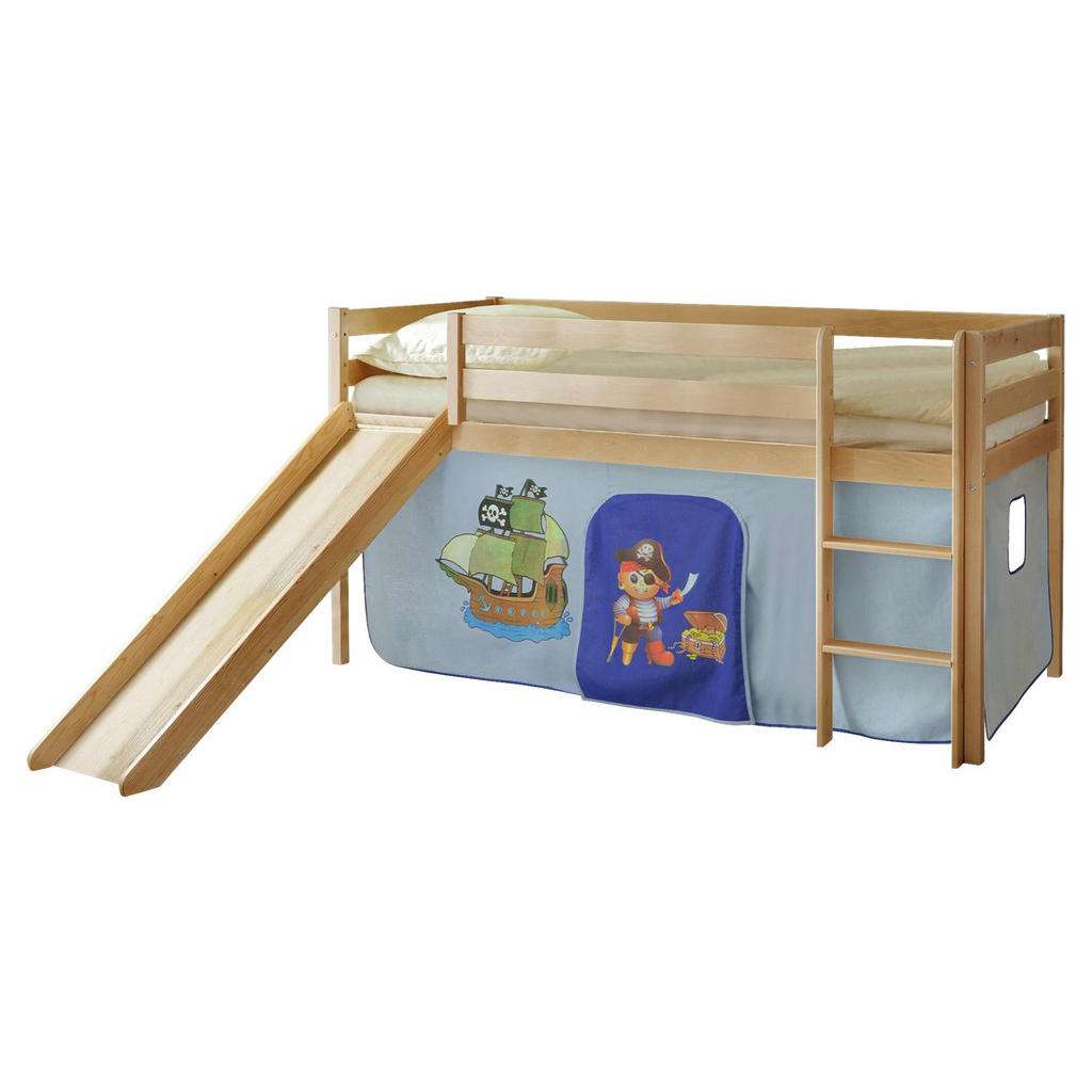 SPIELBETT Kiefer massiv 90/200 cm Blau, Kieferfarben