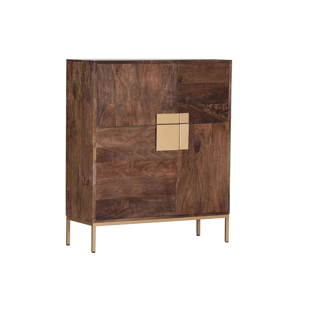 HIGHBOARD Mangoholz massiv lackiert, gebeizt Braun, Messingfarben