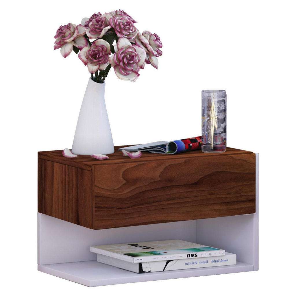 NACHTKÄSTCHEN Weiß, Nussbaumfarben 46,3/29,5/30 cm