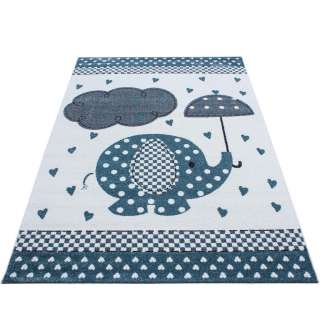 KINDERTEPPICH 80/150 cm Blau, Grau, Weiß