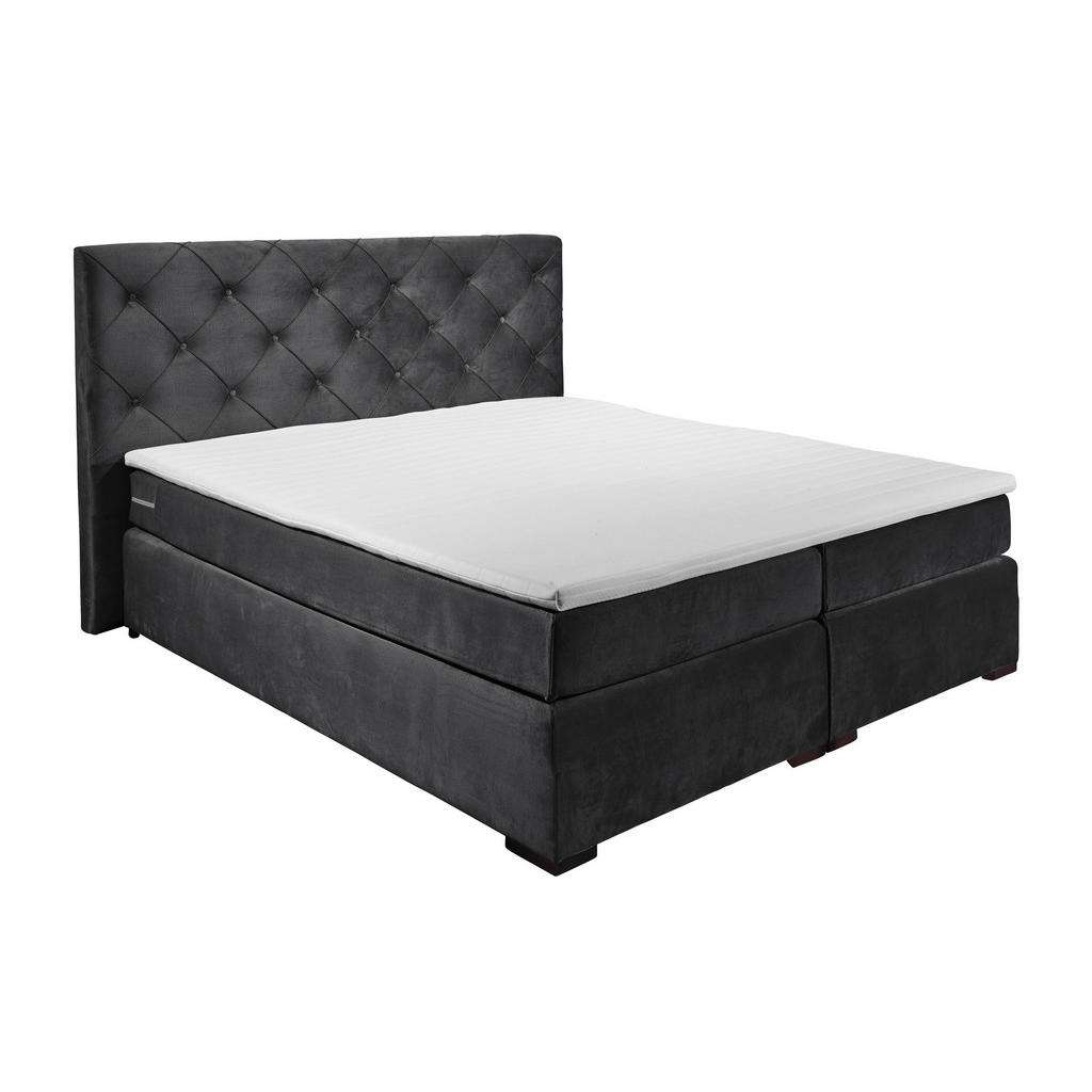 BOXSPRINGBETT Velours, Mikrofaser 180/200 cm INKL. Bettkasten, Topper