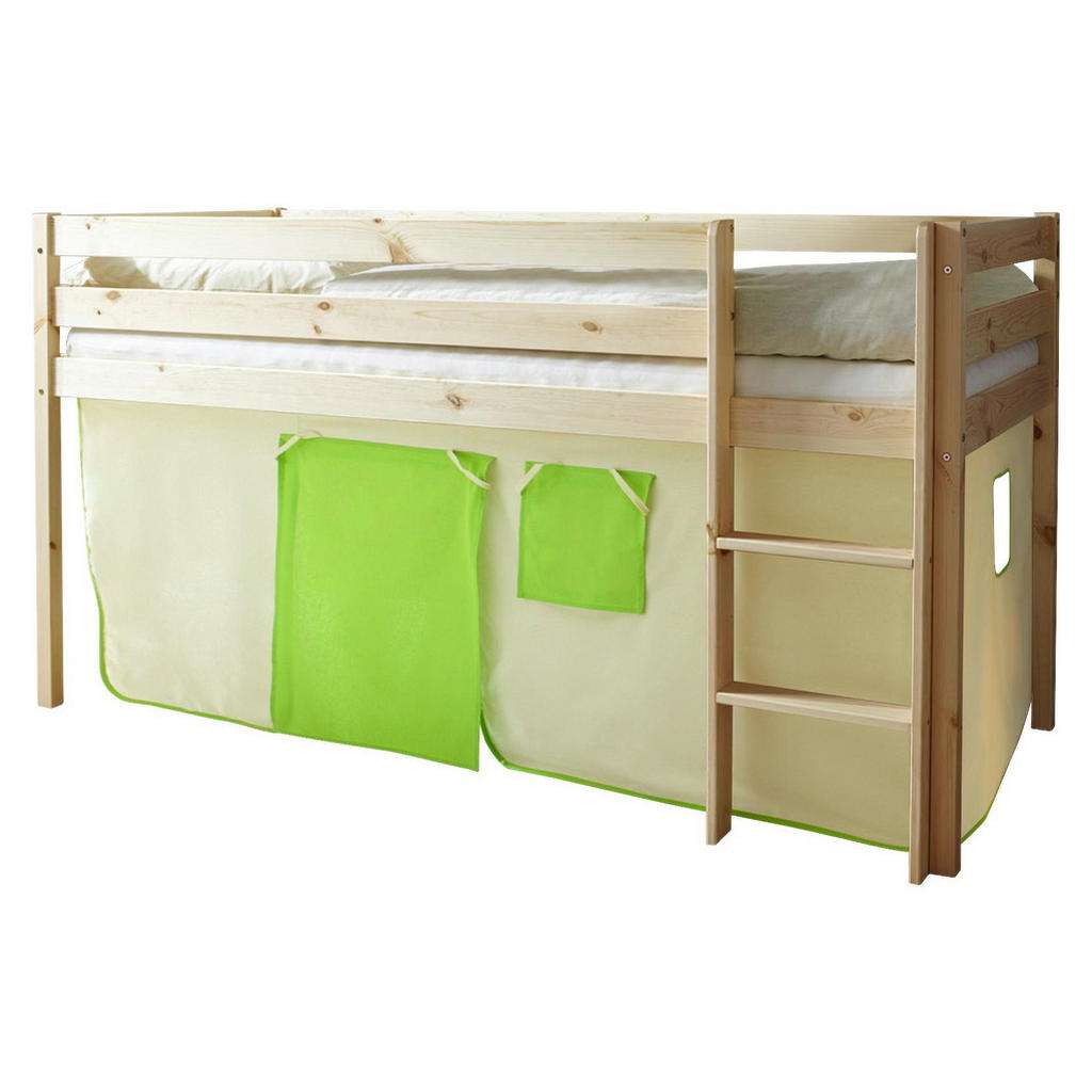 SPIELBETT Kiefer massiv 90/200 cm Grün, Kieferfarben, Beige