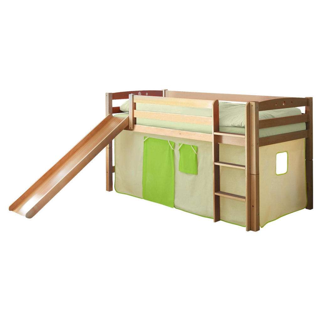 SPIELBETT Buche massiv 90/200 cm Grün, Buchefarben, Beige