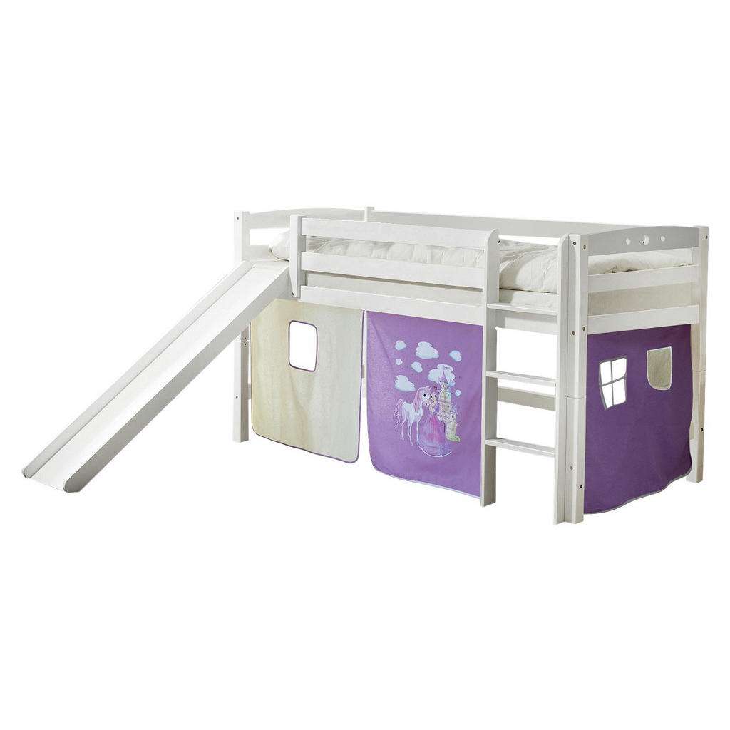 SPIELBETT Buche massiv 90/200 cm Weiß, Flieder