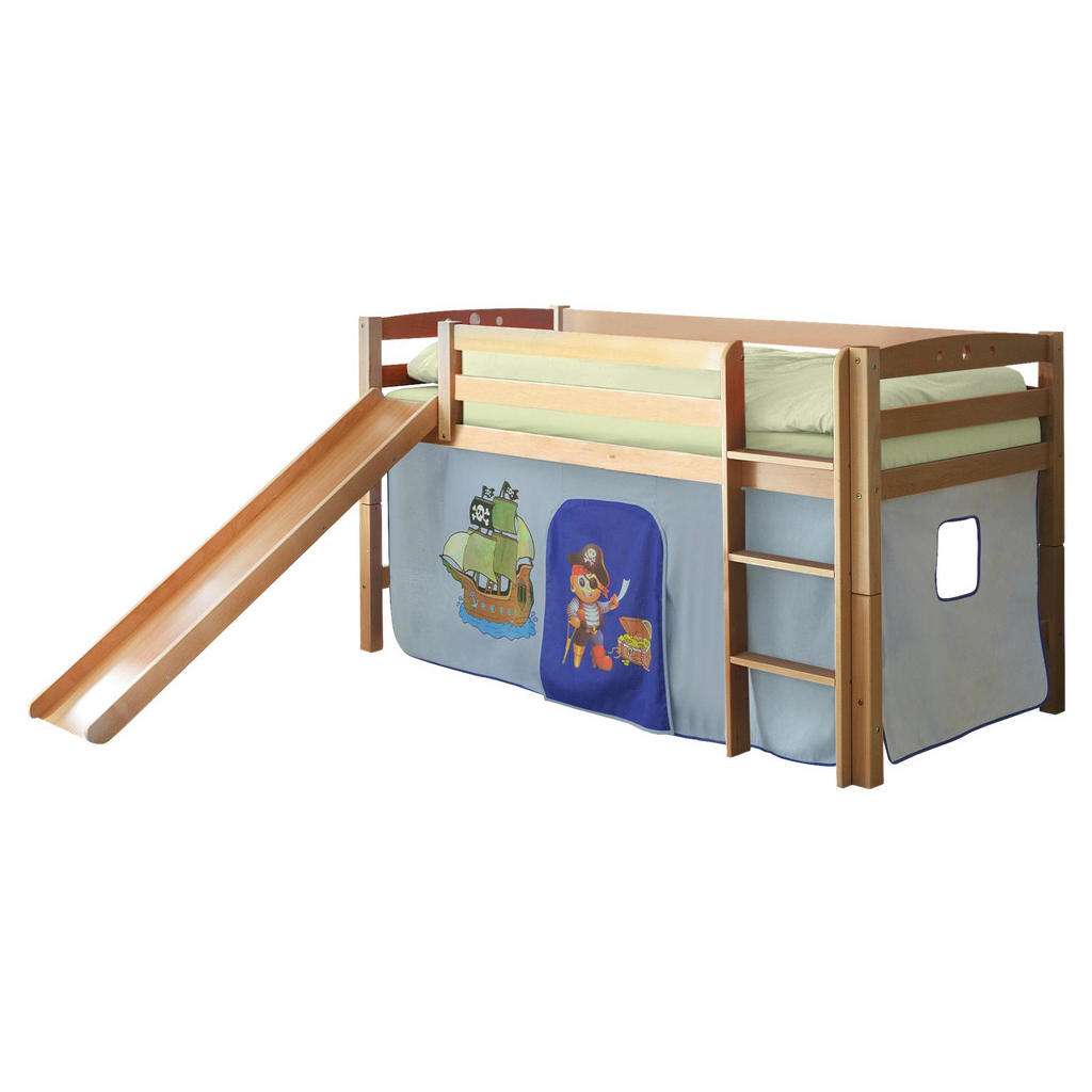 SPIELBETT Buche massiv 90/200 cm Blau, Buchefarben