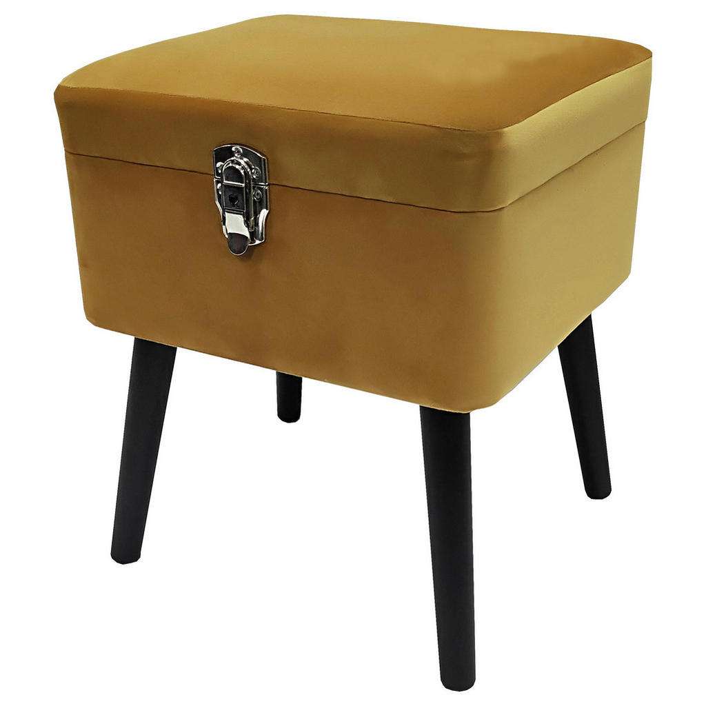 HOCKER Velours Gelb, Schwarz
