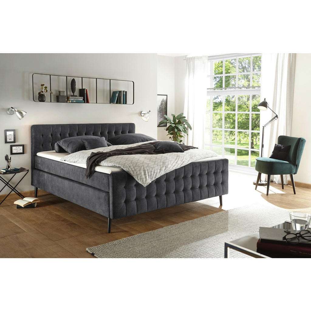 BOXSPRINGBETT Velours, Mikrofaser 180/200 cm INKL. Matratze, Topper