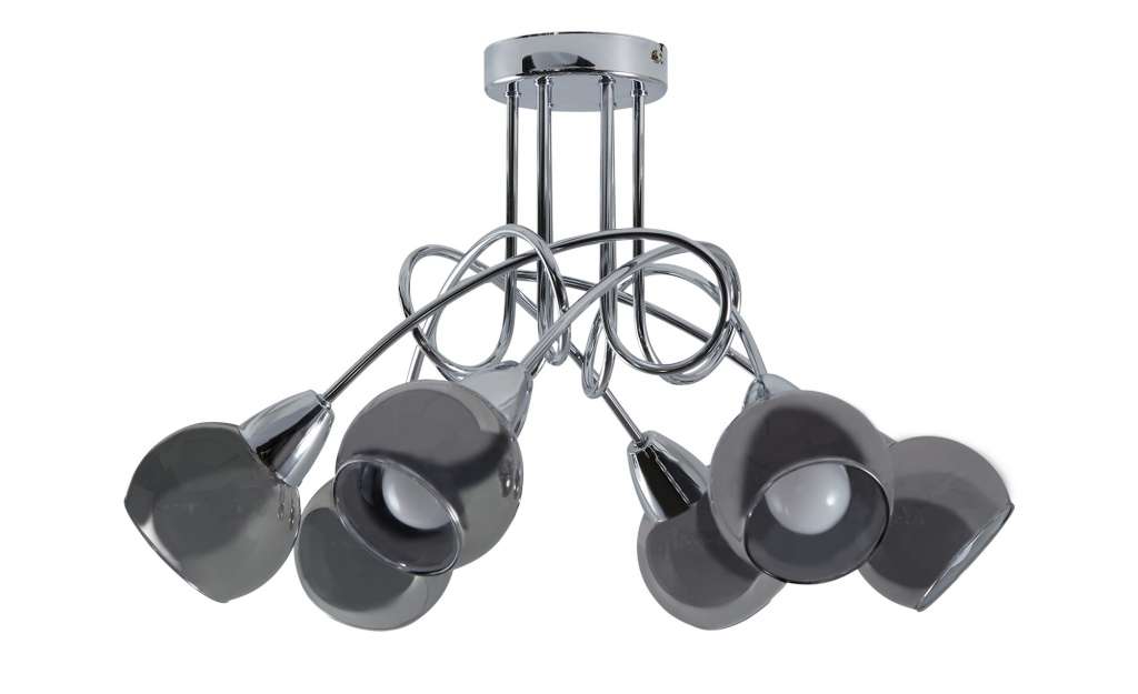 HOME STORY Deckenleuchte, 6-flammig, Rauchglas ¦ silber ¦ Maße (cm): B: 53,5 H: 30,5 Lampen & Leuchten > Innenleuchten > Deckenleuchten - Höffner