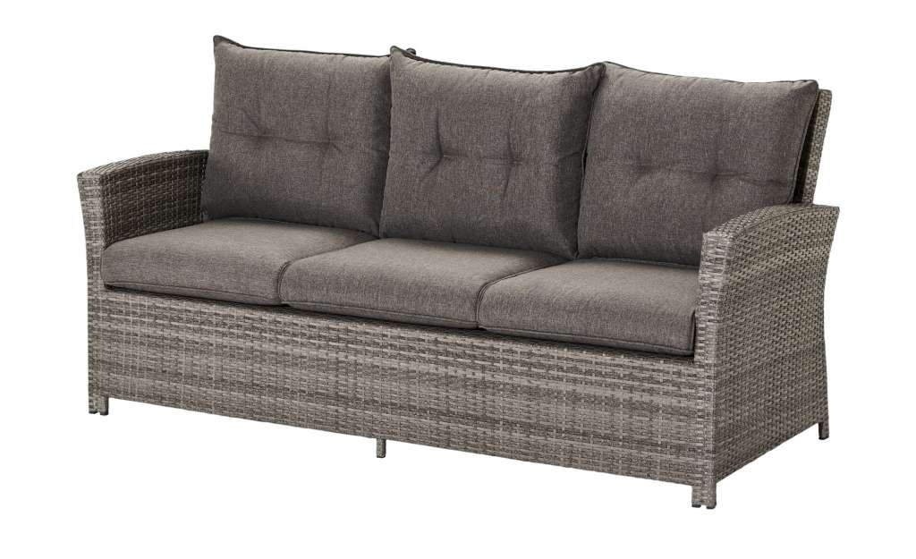 a casa mia Sofa 3-Sitzer   Bregenz ¦ grau ¦ Aluminium pulverbeschichtet/ PE-Geflecht ¦ Maße (cm): B: 185 H: 89 T: 72 Garten > Gartenmöbel > Gartenbänke - Höffner