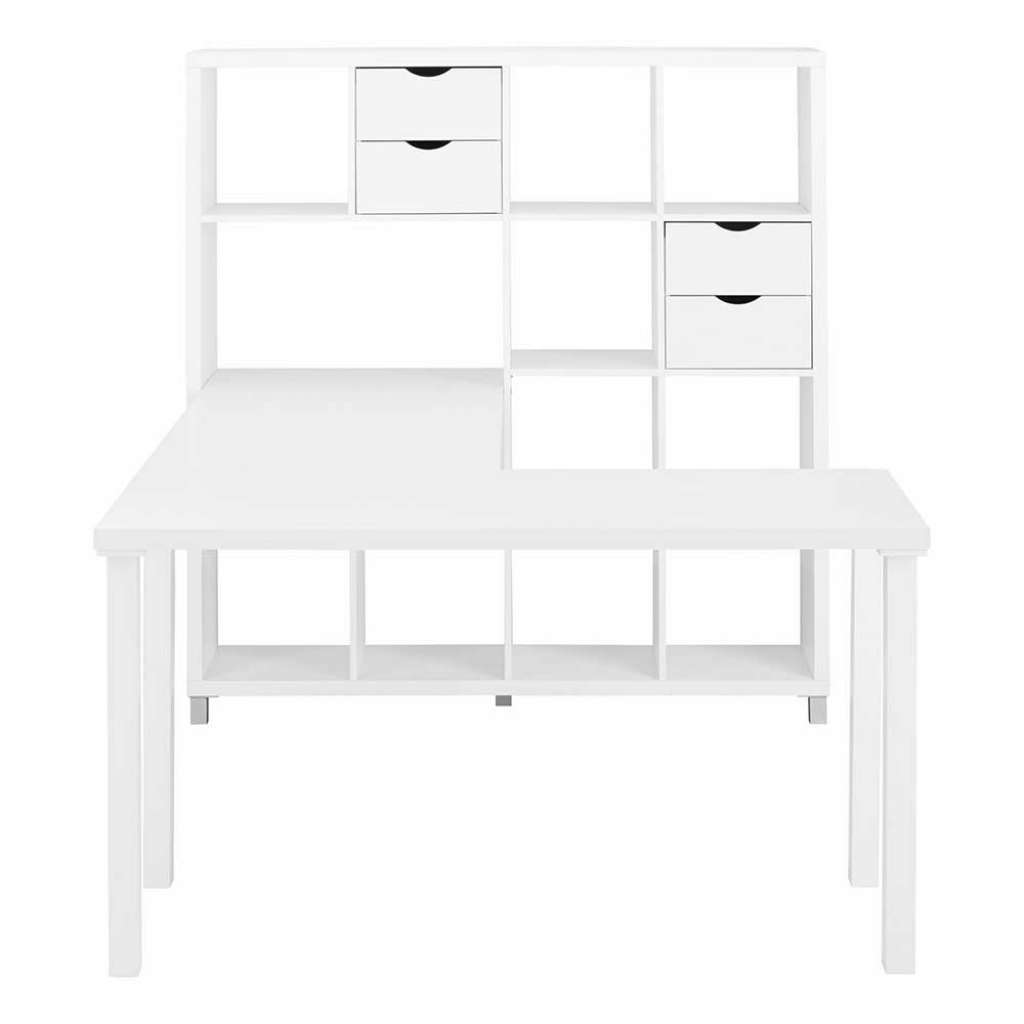 Designschreibtisch in Weiß Seitenregalen