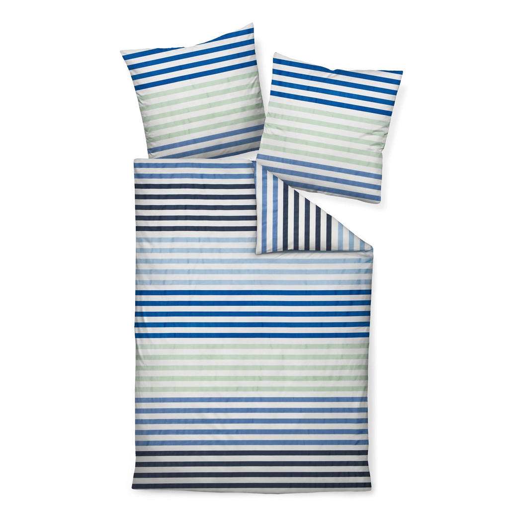 BETTWÄSCHE Makosatin Blau, Grau, Weiß, Hellgrün 135/200 cm