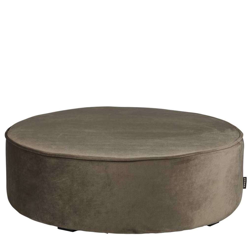 Runder Hocker in Olivgrün Samt Retro Design