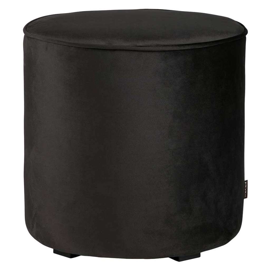 Samtbezug Pouf in Anthrazit rund
