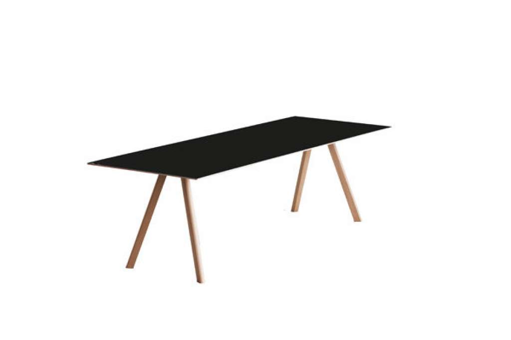 HAY - Copenhague Table 30 - 250 x 120 cm - Gestell klar lackiert - Tischplatte Linoleum schwarz - indoor