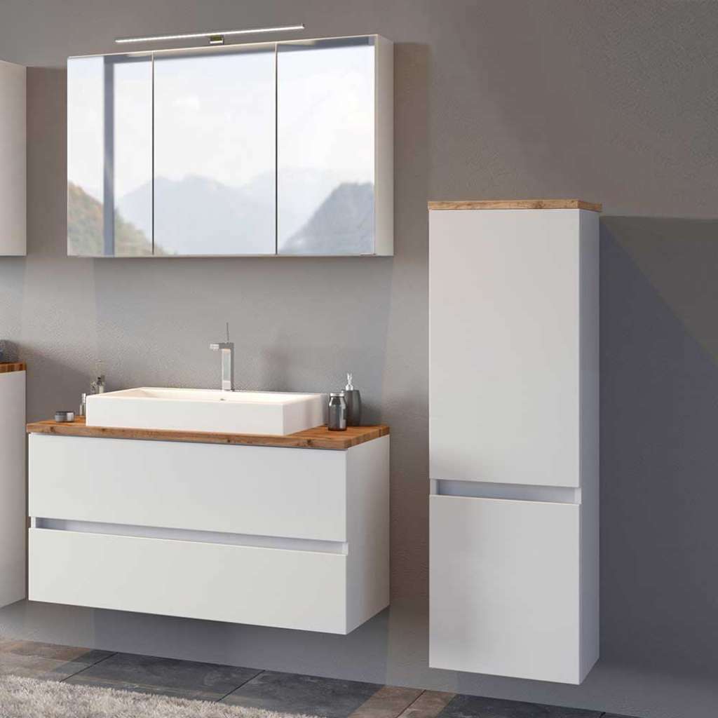 Badezimmerset in Weiß und Wildeiche Optik modern (3-teilig)
